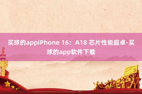 买球的appiPhone 16：A18 芯片性能超卓-买球的app软件下载