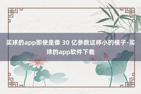 买球的app即使是像 30 亿参数这样小的模子-买球的app软件下载