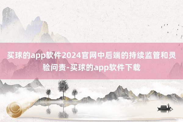 买球的app软件2024官网中后端的持续监管和灵验问责-买球的app软件下载