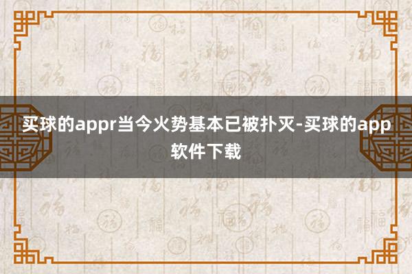 买球的appr当今火势基本已被扑灭-买球的app软件下载