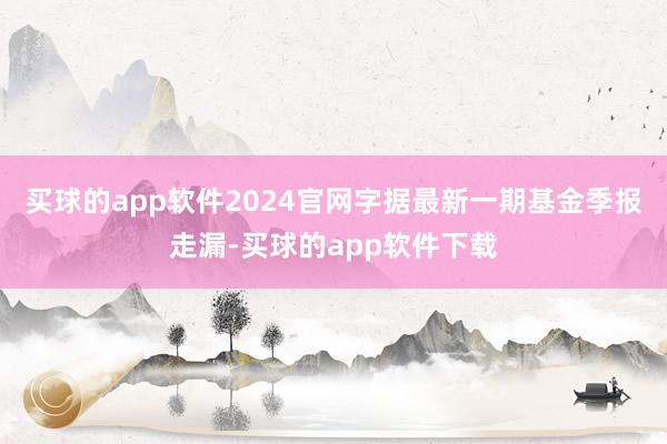 买球的app软件2024官网字据最新一期基金季报走漏-买球的app软件下载
