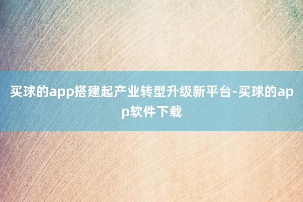 买球的app搭建起产业转型升级新平台-买球的app软件下载