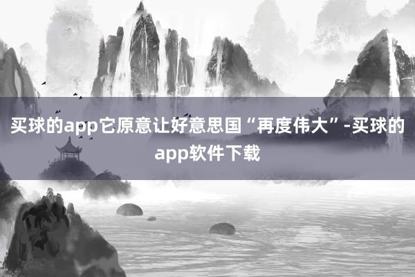 买球的app它原意让好意思国“再度伟大”-买球的app软件下载