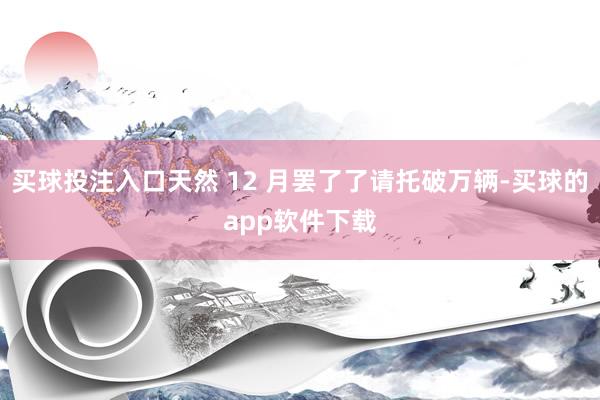 买球投注入口天然 12 月罢了了请托破万辆-买球的app软件下载